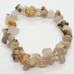 Gold Rutilated Quartz Chip Bracelet