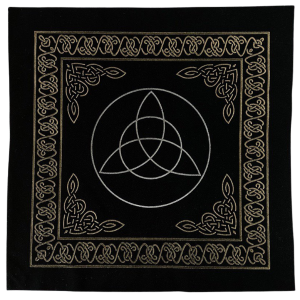Altar Cloth – Triquetra in Circle on Black with Gold Detail