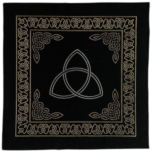 Altar Cloth – Triquetra on Black with Gold Detail