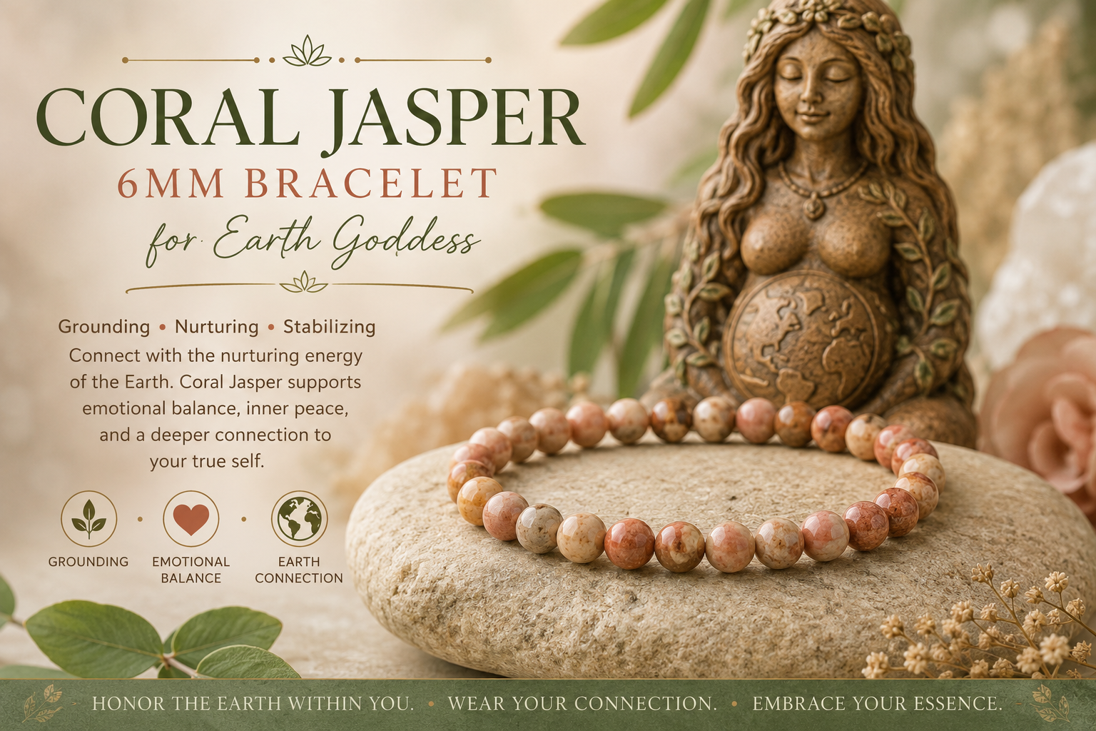 Coral Jasper 6mm Bracelet