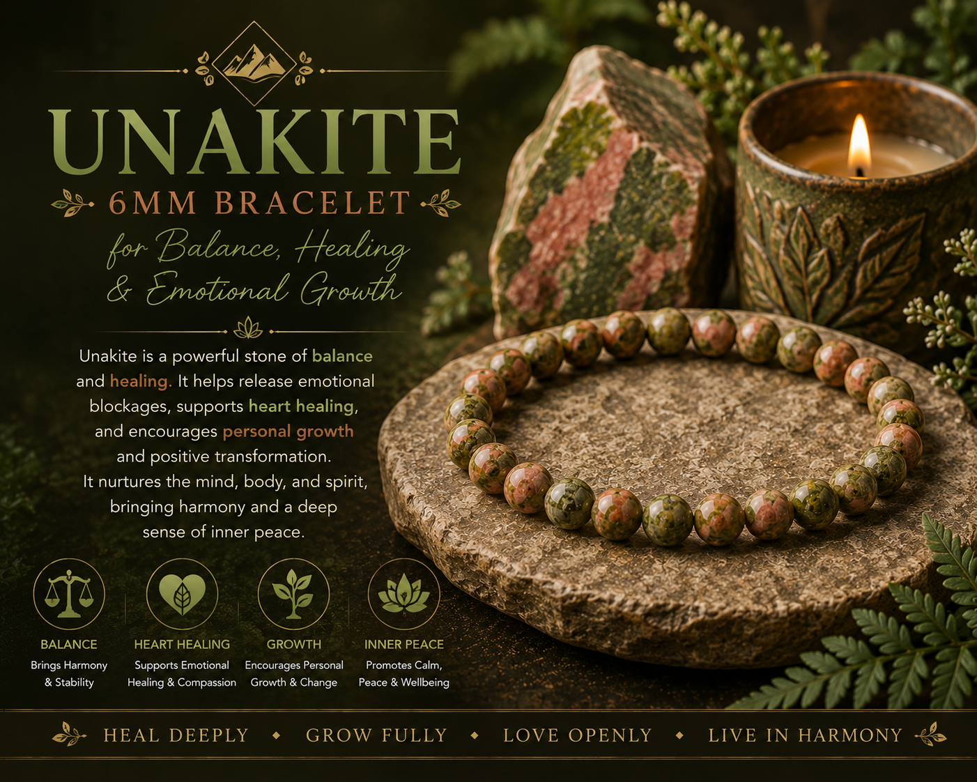 Unakite 6mm Bracelet